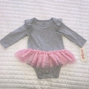 Cat Jack long sleeve tutu bodysuit pink and gray